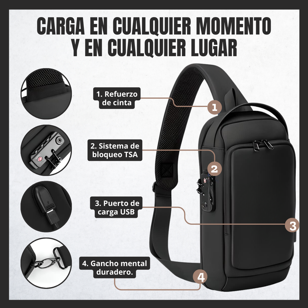 BLOCK BAG- Morral Antirobo manos libres con USB